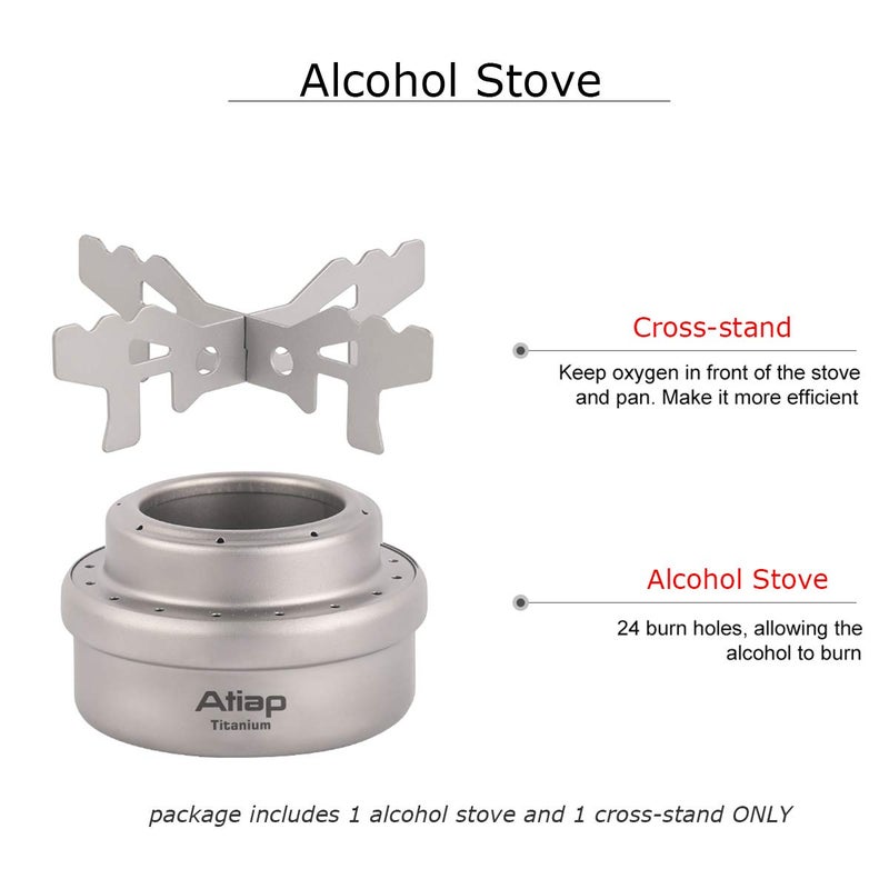 ATiAP Alcohol Stove, Titanium Portable Camping Backpacking Hiking Stove with Cross Stand Carry Bag - Image 2